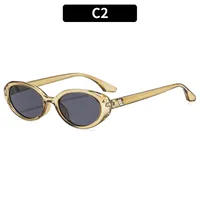 Oval Frame Casual Solid Color Ac Gradient Tinted Lenses Full Frame Women's Sunglasses sku image 2