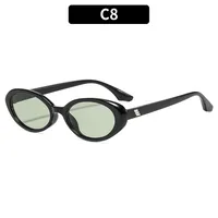 Oval Frame Casual Solid Color Ac Gradient Tinted Lenses Full Frame Women's Sunglasses sku image 8
