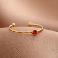 Coloré Décontractée Strass Acier Inoxydable 304 Plaqué Or 18K Anneau Ouvert Incruster main image 3