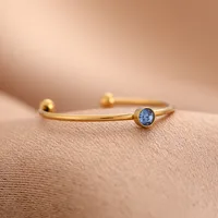 Coloré Décontractée Strass Acier Inoxydable 304 Plaqué Or 18K Anneau Ouvert Incruster main image 6