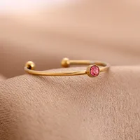 Coloré Décontractée Strass Acier Inoxydable 304 Plaqué Or 18K Anneau Ouvert Incruster main image 9