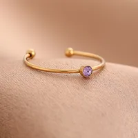 Colorful Casual Rhinestones 304 Stainless Steel 18K Gold Plated Open Rings Inlay main image 7