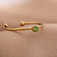 Coloré Décontractée Strass Acier Inoxydable 304 Plaqué Or 18K Anneau Ouvert Incruster main image 10