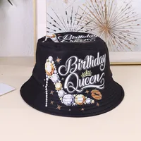 Women's Letter High Heel Wide Eaves Casual Preppy Style Commute Bucket Hat sku image 1
