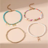 Seed Bead Retro Starfish Conch Beaded Anklet main image 1