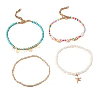 Seed Bead Retro Starfish Conch Beaded Anklet main image 6