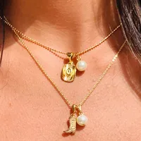 Rond Chapeau Bottes Style Ethnique Style Cow-boy Zircon Alliage De Zinc Collier En Couches Collier De Gros main image 1