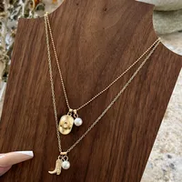 Rond Chapeau Bottes Style Ethnique Style Cow-boy Zircon Alliage De Zinc Collier En Couches Collier De Gros main image 3