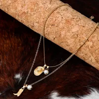 Rond Chapeau Bottes Style Ethnique Style Cow-boy Zircon Alliage De Zinc Collier En Couches Collier De Gros main image 6