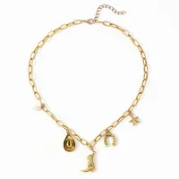 U Shape Water Droplets Boots Cowboy Style Imitation Pearl Zinc Alloy Multi Charms Necklace Wholesale main image 4