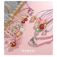 Lapin Bloc De Couleur Carré Y2K Femme Romantique Résine Verre Le Cuivre Pendentif De Gros main image 1
