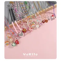 Rabbit Color Block Square Y2K Lady Romantic Resin Glass Copper Pendant Necklace Wholesale main image 2