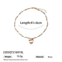Rabbit Color Block Square Y2K Lady Romantic Resin Glass Copper Pendant Necklace Wholesale sku image 18