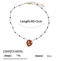 Rabbit Color Block Square Y2K Lady Romantic Resin Glass Copper Pendant Necklace Wholesale sku image 14