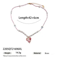 Rabbit Color Block Square Y2K Lady Romantic Resin Glass Copper Pendant Necklace Wholesale sku image 19