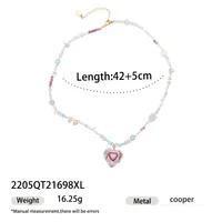 Rabbit Color Block Square Y2K Lady Romantic Resin Glass Copper Pendant Necklace Wholesale sku image 20
