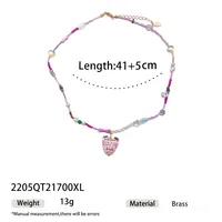 Rabbit Color Block Square Y2K Lady Romantic Resin Glass Copper Pendant Necklace Wholesale sku image 16