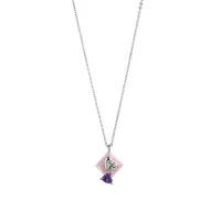 Rabbit Color Block Square Y2K Lady Romantic Resin Glass Copper Pendant Necklace Wholesale sku image 10