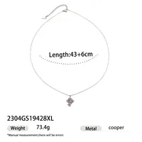 Rabbit Color Block Square Y2K Lady Romantic Resin Glass Copper Pendant Necklace Wholesale sku image 11