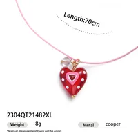 Rabbit Color Block Square Y2K Lady Romantic Resin Glass Copper Pendant Necklace Wholesale sku image 3
