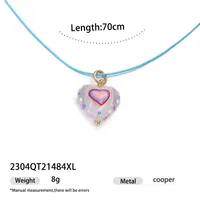 Rabbit Color Block Square Y2K Lady Romantic Resin Glass Copper Pendant Necklace Wholesale sku image 4