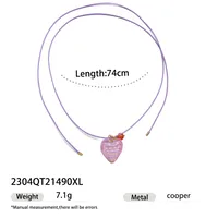 Rabbit Color Block Square Y2K Lady Romantic Resin Glass Copper Pendant Necklace Wholesale sku image 5