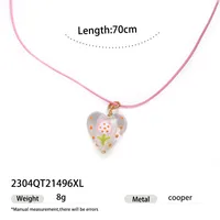 Rabbit Color Block Square Y2K Lady Romantic Resin Glass Copper Pendant Necklace Wholesale sku image 7
