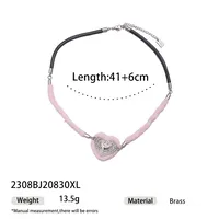 Rabbit Color Block Square Y2K Lady Romantic Resin Glass Copper Pendant Necklace Wholesale sku image 13