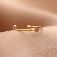 Colorful Casual Rhinestones 304 Stainless Steel 18K Gold Plated Open Rings Inlay sku image 10