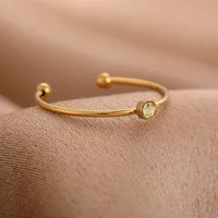 Colorful Casual Rhinestones 304 Stainless Steel 18K Gold Plated Open Rings Inlay sku image 11