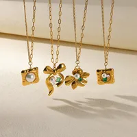 Square Star Flower IG Style Acrylic Pearl Zircon 304 Stainless Steel Pendant Necklace Inlay Lobster Trigger Clasp Closure main image 1