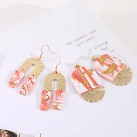 1 Pair U Shape Stripe Beach Simple Style Alloy Soft Clay Drop Earrings main image 3
