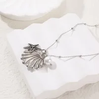 Starfish Shell Beach Copper Pendant Necklace Plating Lobster Trigger Clasp Closure main image 5