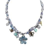 Flower Butterfly Elegant Beach 304 Stainless Steel Artificial Crystal Cloth Layered Necklaces Multi Charms Necklace Wholesale main image 6