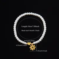 Letter Heart Shape Flower Elegant Simple Style Classic Style 304 Stainless Steel Artificial Pearl Bracelets Wholesale main image 2