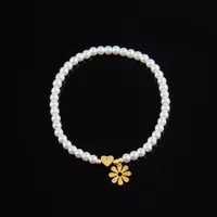 Lettre Forme De Cœur Fleur Élégant Style Simple Style Classique Acier Inoxydable 304 Perle Artificielle Bracelets De Gros main image 3