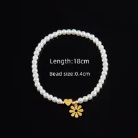 Letter Heart Shape Flower Elegant Simple Style Classic Style 304 Stainless Steel Artificial Pearl Bracelets Wholesale sku image 2