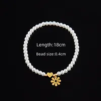 Letter Heart Shape Flower Elegant Simple Style Classic Style 304 Stainless Steel Artificial Pearl Bracelets Wholesale sku image 4
