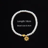 Letter Heart Shape Flower Elegant Simple Style Classic Style 304 Stainless Steel Artificial Pearl Bracelets Wholesale sku image 15