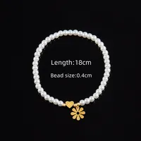 Letter Heart Shape Flower Elegant Simple Style Classic Style 304 Stainless Steel Artificial Pearl Bracelets Wholesale sku image 21