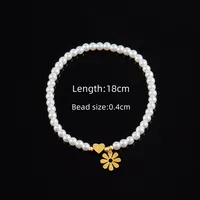 Letter Heart Shape Flower Elegant Simple Style Classic Style 304 Stainless Steel Artificial Pearl Bracelets Wholesale sku image 25