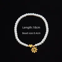 Letter Heart Shape Flower Elegant Simple Style Classic Style 304 Stainless Steel Artificial Pearl Bracelets Wholesale sku image 26