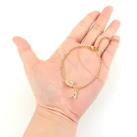 Lettre Rectangle Élégant Style Simple Style Classique Zircon Acier Inoxydable 201 Cristal Artificiel Le Cuivre Bracelets De Gros main image 4