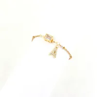 Letter Rectangle Elegant Simple Style Classic Style Zircon 201 Stainless Steel Artificial Crystal Copper Bracelets Wholesale main image 3