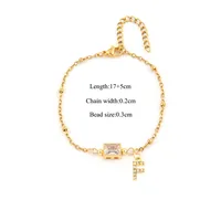 Letter Rectangle Elegant Simple Style Classic Style Zircon 201 Stainless Steel Artificial Crystal Copper Bracelets Wholesale sku image 6