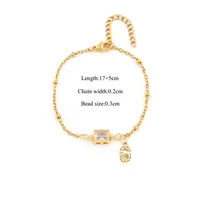 Letter Rectangle Elegant Simple Style Classic Style Zircon 201 Stainless Steel Artificial Crystal Copper Bracelets Wholesale sku image 7