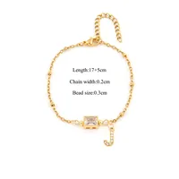 Letter Rectangle Elegant Simple Style Classic Style Zircon 201 Stainless Steel Artificial Crystal Copper Bracelets Wholesale sku image 10