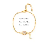 Letter Rectangle Elegant Simple Style Classic Style Zircon 201 Stainless Steel Artificial Crystal Copper Bracelets Wholesale sku image 12