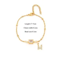Letter Rectangle Elegant Simple Style Classic Style Zircon 201 Stainless Steel Artificial Crystal Copper Bracelets Wholesale sku image 13