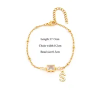 Letter Rectangle Elegant Simple Style Classic Style Zircon 201 Stainless Steel Artificial Crystal Copper Bracelets Wholesale sku image 18